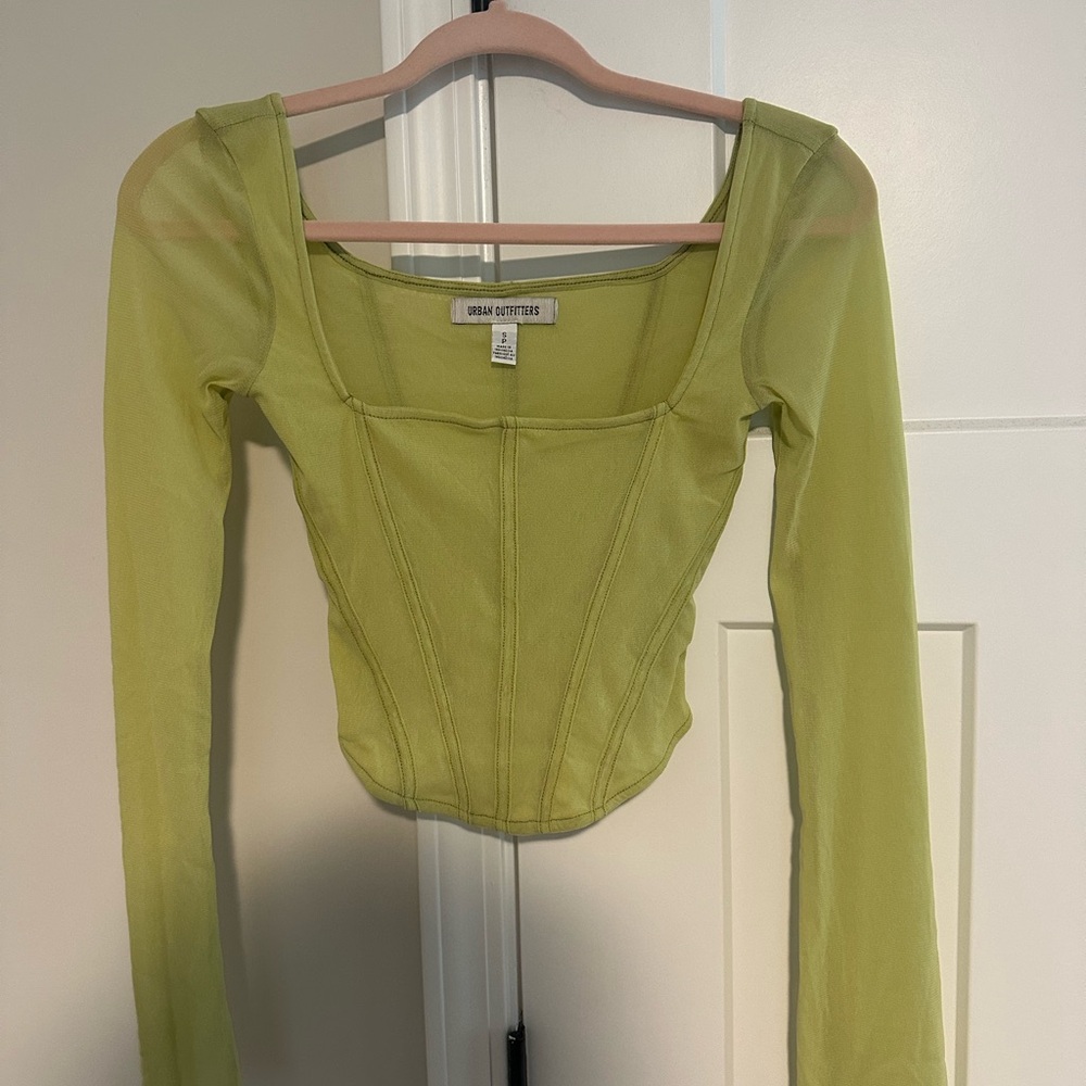 Urban Outfitters Light Green Long Sleeve Bodysuit